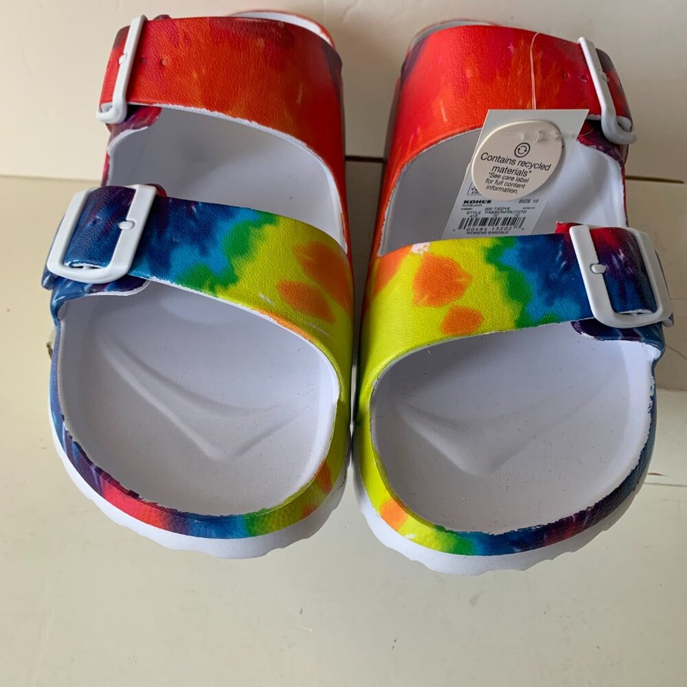 SO TIE DYE PASSION FRUIT SLIDE SANDALS SIZE 10 - Picture 4 of 10
